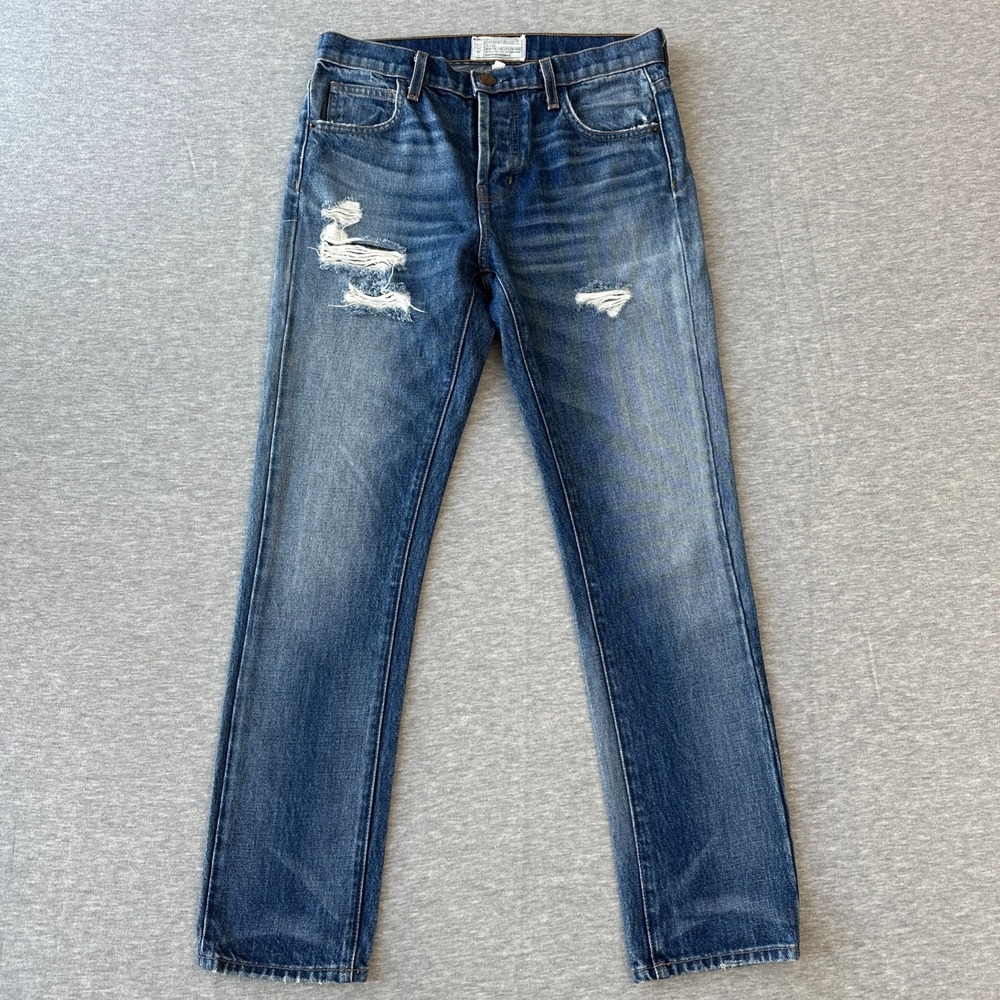 Current Elliott The Slouchy Skinny Jeans Zephyr Destroy Blue W24 Made in USA - Picture 1 of 16